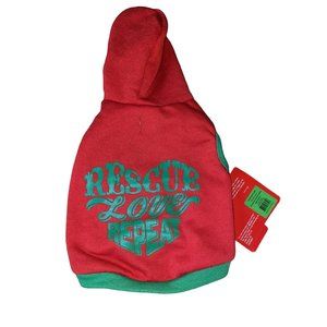 PETSMART DOGGIE HOODIE SHIRT RED AND GREEN SIZE SMALL
